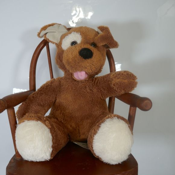 BUILD A BEAR Brown Puppy Dog Floppy Ears Eye Patch Stuffed Animal Plush - Picture 2 of 10